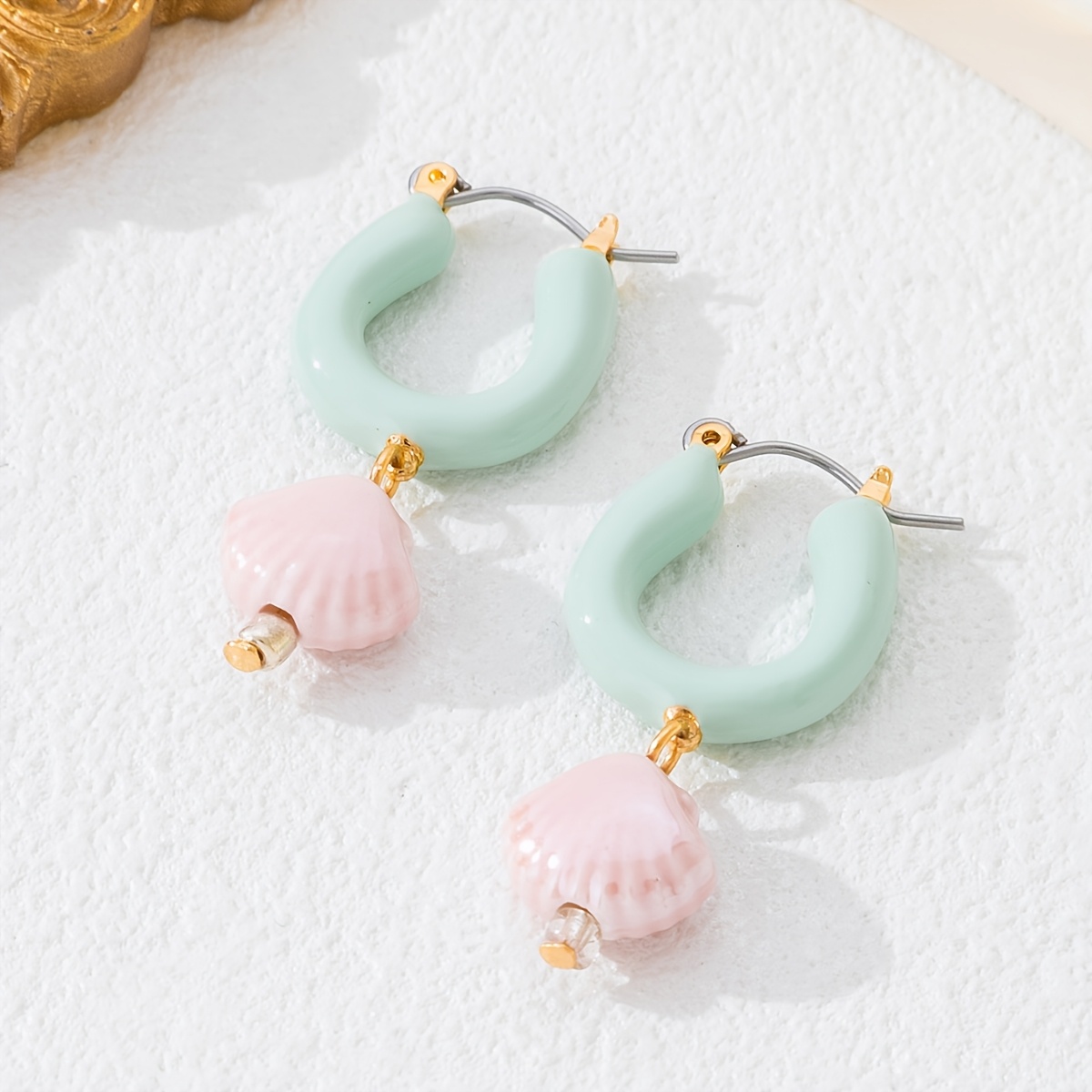 Women's Stylish Minimalist Earrings in Geometric Shape and Ceramic